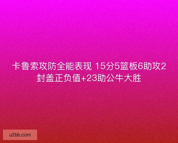 卡鲁索攻防全能表现 15分5篮板6助攻2封盖正负值+23助公牛大胜