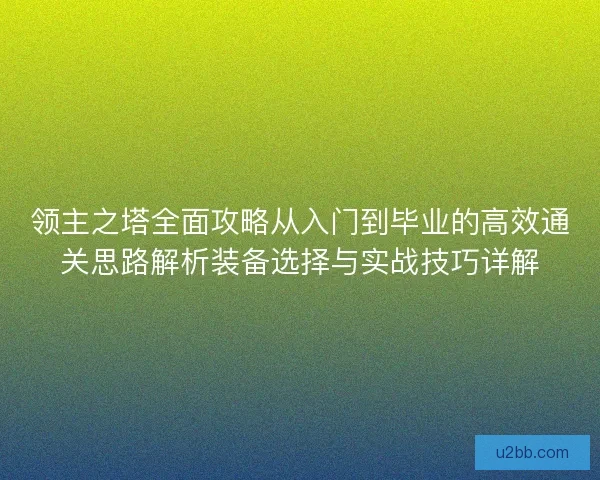 领主之塔全面攻略从入门到毕业的高效通关思路解析装备选择与实战技巧详解